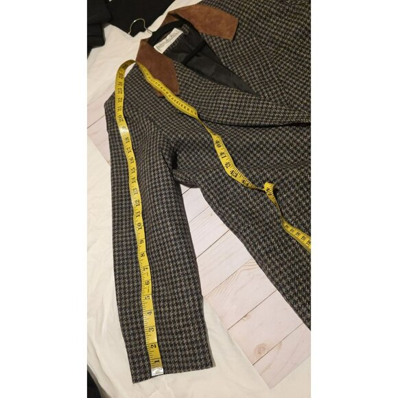VTG International Scene Blazer Wool Houndstooth Tweed Jacket Preppy Womens 7/8 - Picture 7 of 12